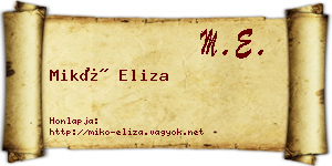 Mikó Eliza névjegykártya